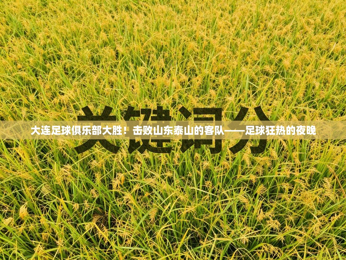 大连足球俱乐部大胜！击败山东泰山的客队——足球狂热的夜晚
